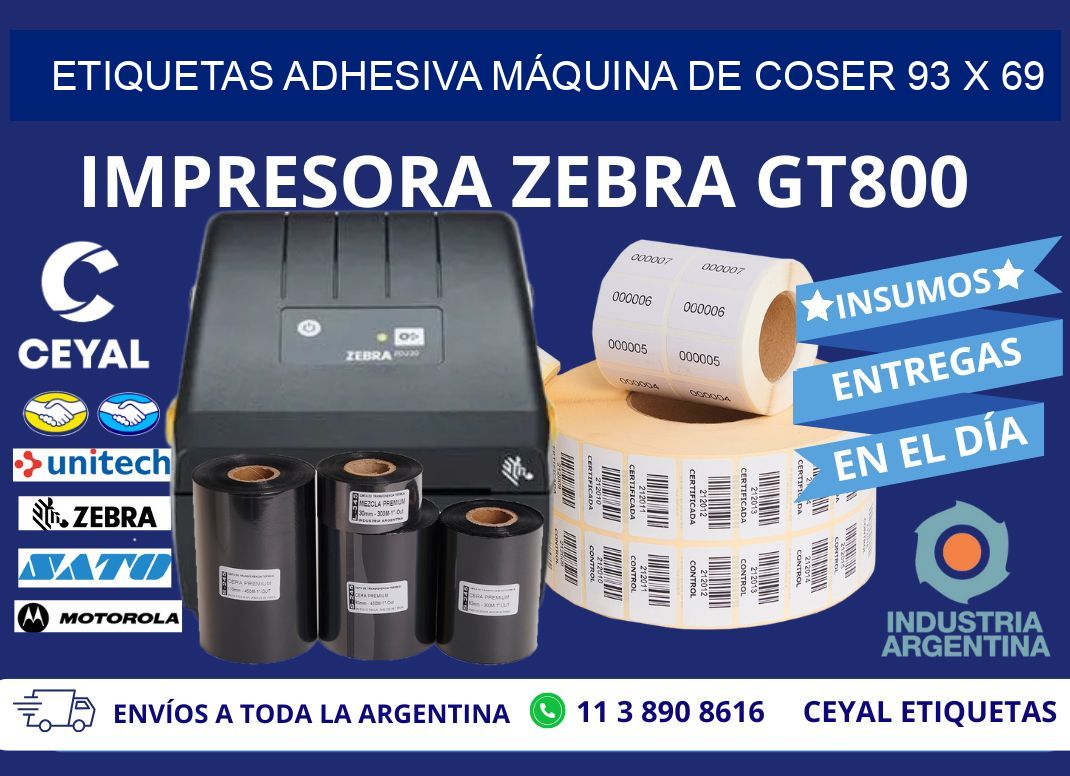 ETIQUETAS ADHESIVA MÁQUINA DE COSER 93 x 69