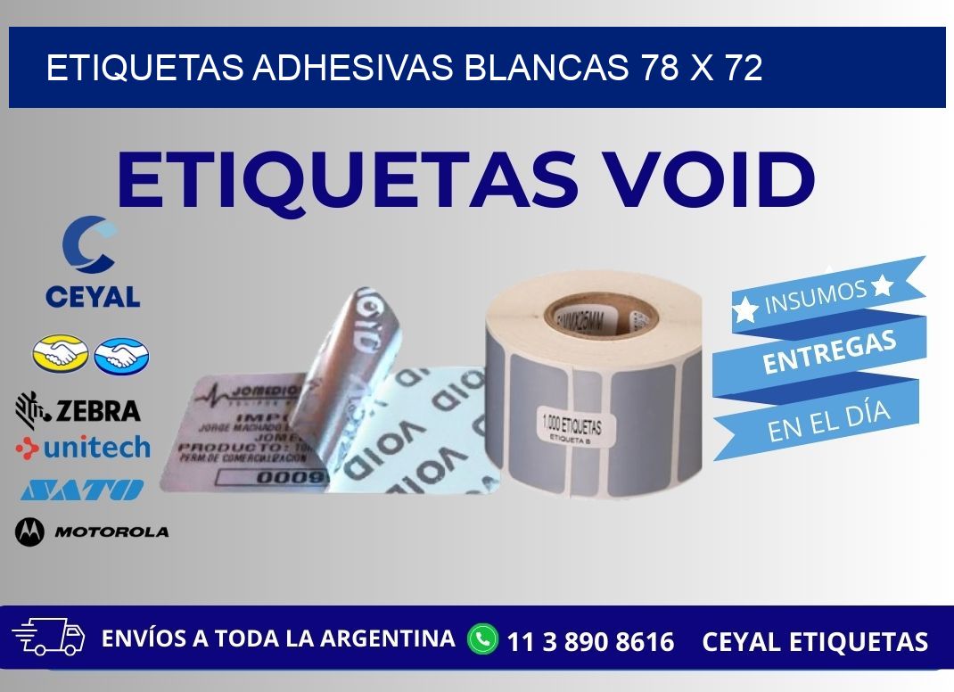 ETIQUETAS ADHESIVAS BLANCAS 78 x 72