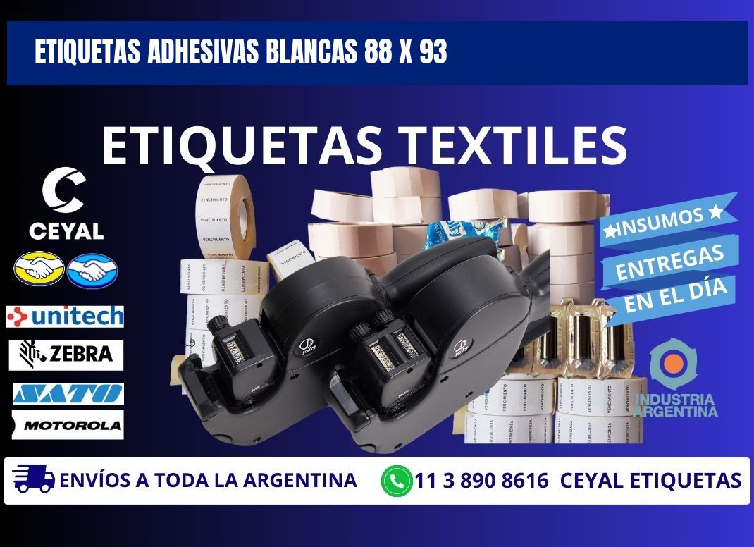 ETIQUETAS ADHESIVAS BLANCAS 88 x 93