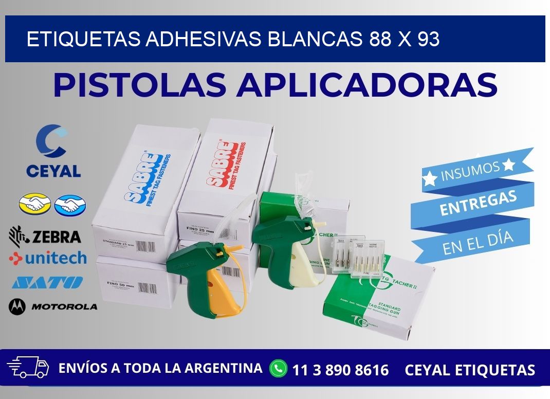 ETIQUETAS ADHESIVAS BLANCAS 88 x 93