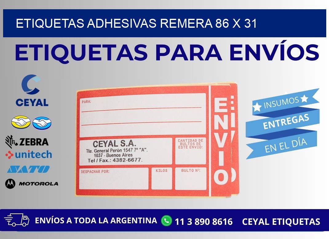 ETIQUETAS ADHESIVAS REMERA 86 x 31