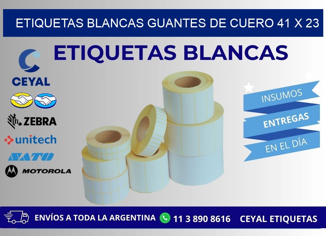 ETIQUETAS BLANCAS GUANTES DE CUERO 41 x 23