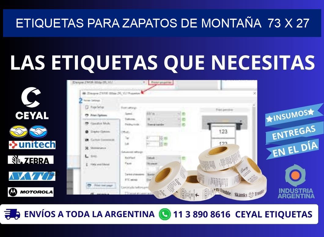 ETIQUETAS PARA ZAPATOS DE MONTAÑA  73 x 27