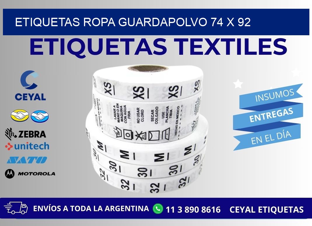 ETIQUETAS ROPA GUARDAPOLVO 74 x 92