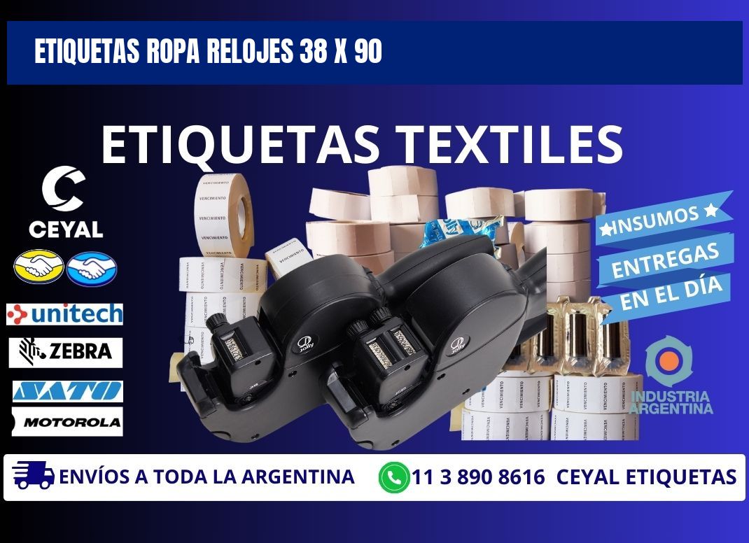 ETIQUETAS ROPA RELOJES 38 x 90