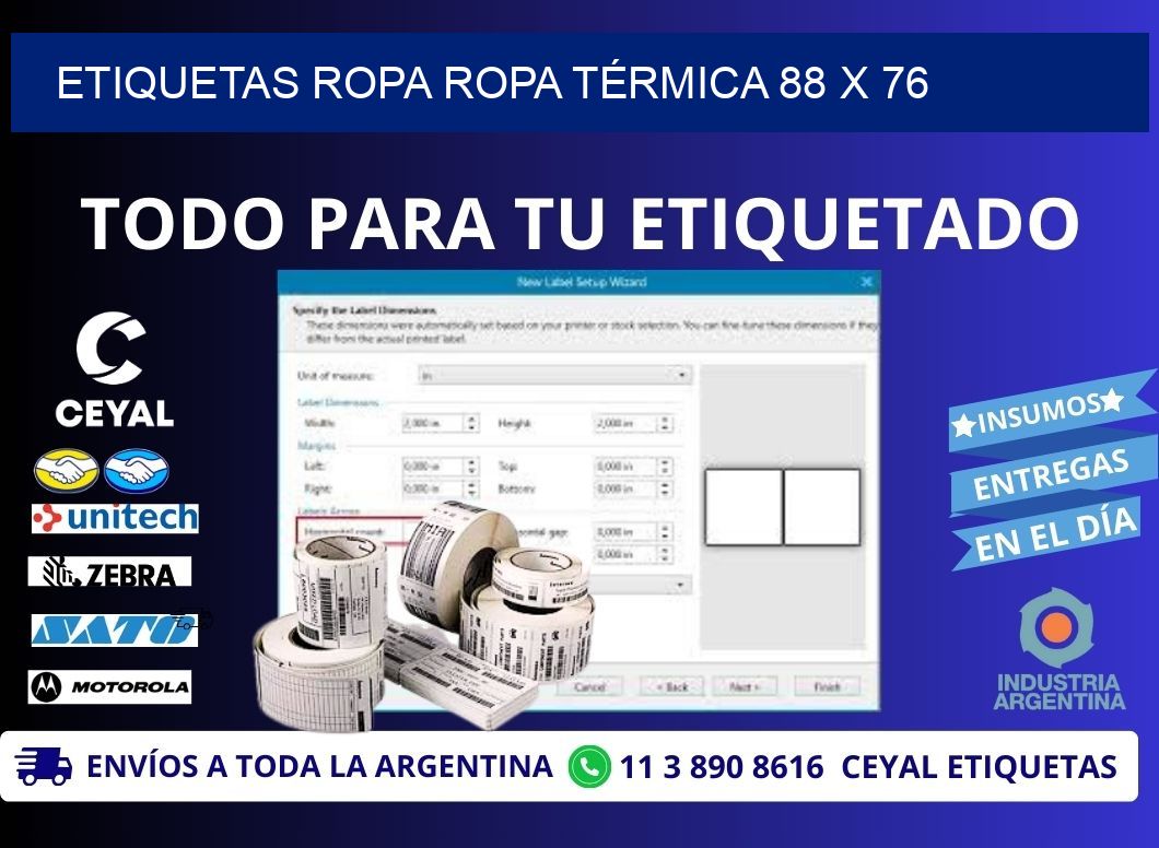 ETIQUETAS ROPA ROPA TÉRMICA 88 x 76