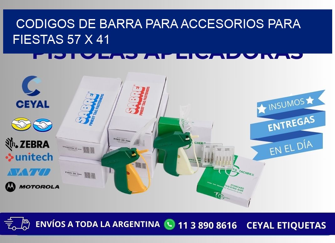 CODIGOS DE BARRA PARA ACCESORIOS PARA FIESTAS 57 x 41