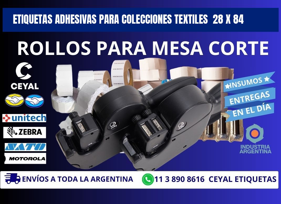 ETIQUETAS ADHESIVAS PARA COLECCIONES TEXTILES  28 x 84