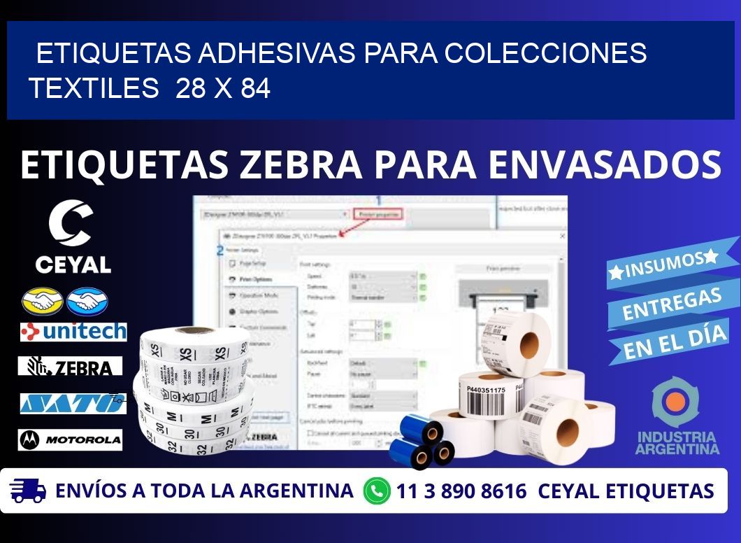 ETIQUETAS ADHESIVAS PARA COLECCIONES TEXTILES  28 x 84