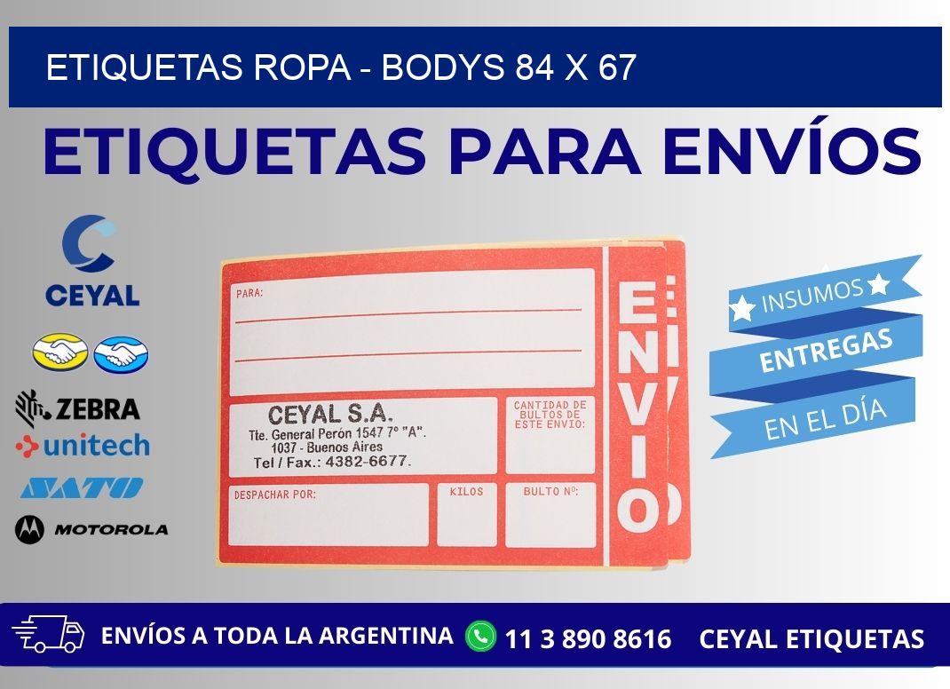 ETIQUETAS ROPA - BODYS 84 x 67