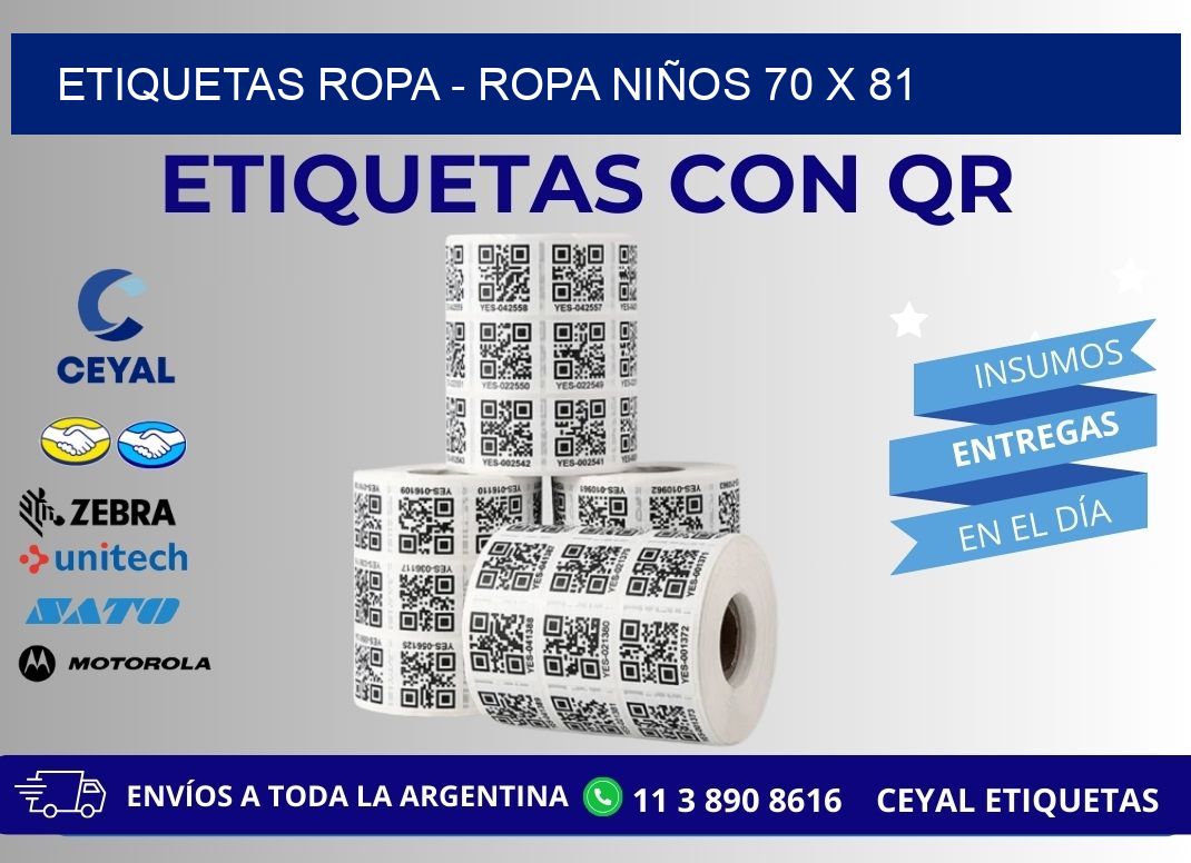 ETIQUETAS ROPA - ROPA NIÑOS 70 x 81