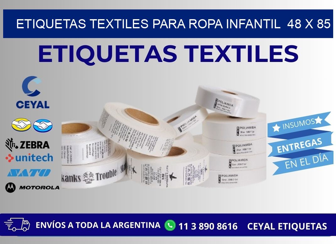 ETIQUETAS TEXTILES PARA ROPA INFANTIL  48 x 85