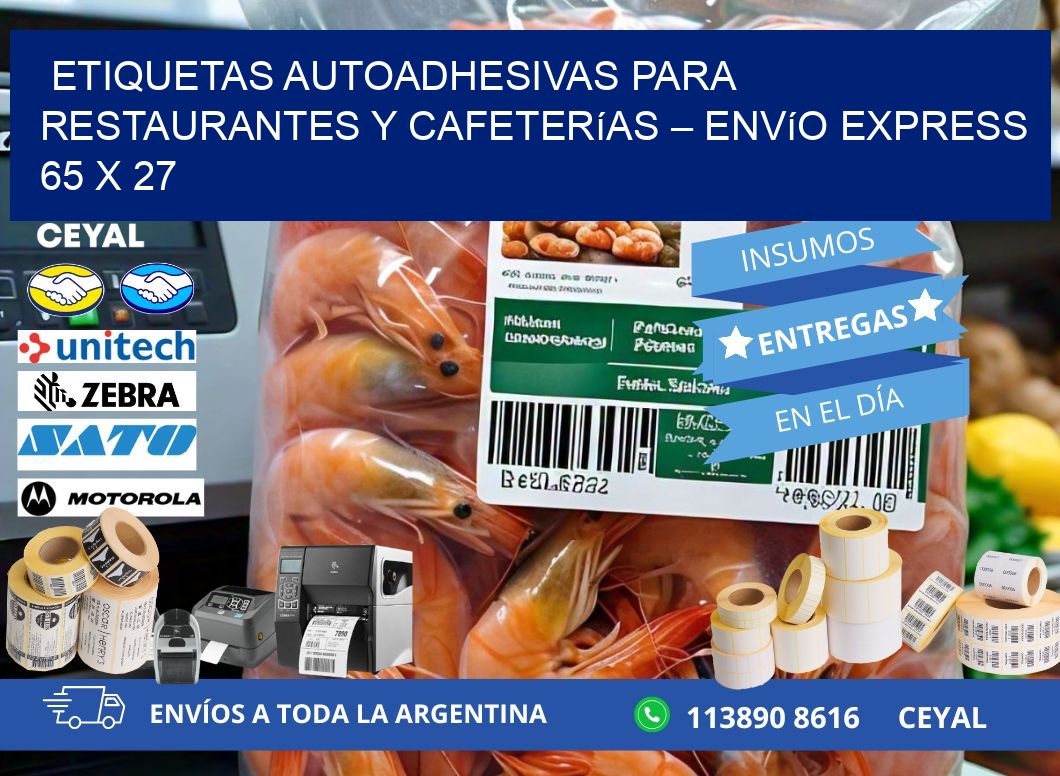 Etiquetas autoadhesivas para restaurantes y cafeterías – Envío express 65 x 27