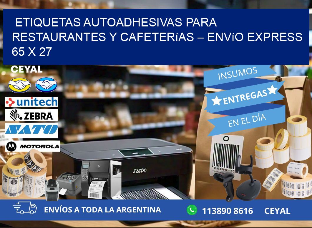 Etiquetas autoadhesivas para restaurantes y cafeterías – Envío express 65 x 27