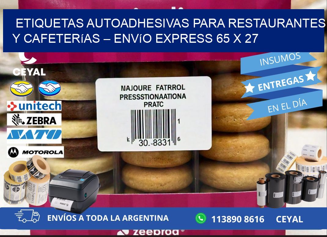 Etiquetas autoadhesivas para restaurantes y cafeterías – Envío express 65 x 27