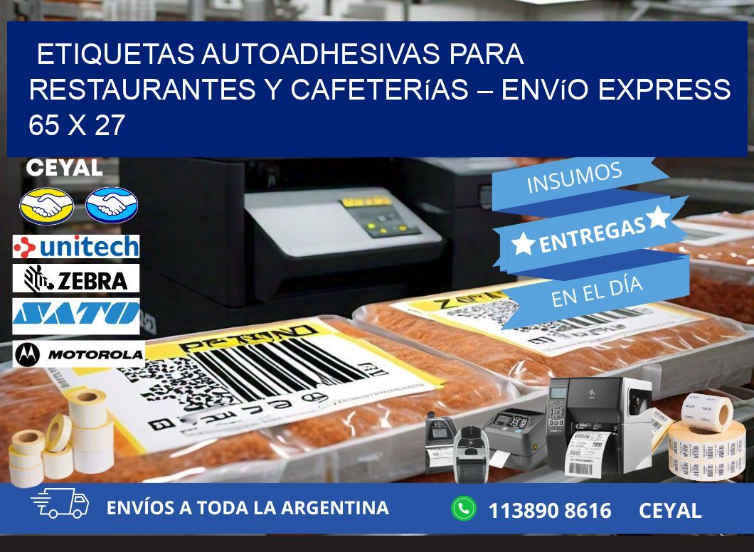 Etiquetas autoadhesivas para restaurantes y cafeterías – Envío express 65 x 27