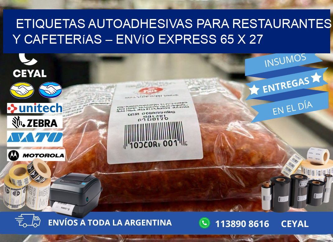 Etiquetas autoadhesivas para restaurantes y cafeterías – Envío express 65 x 27