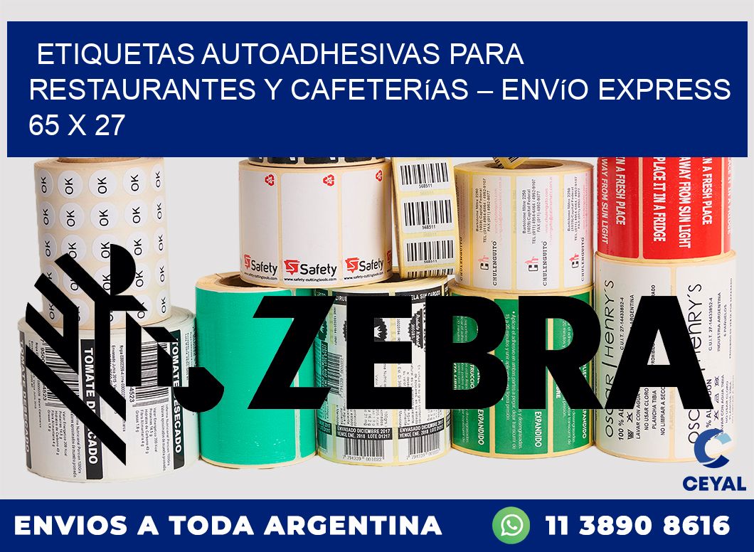 Etiquetas autoadhesivas para restaurantes y cafeterías – Envío express 65 x 27