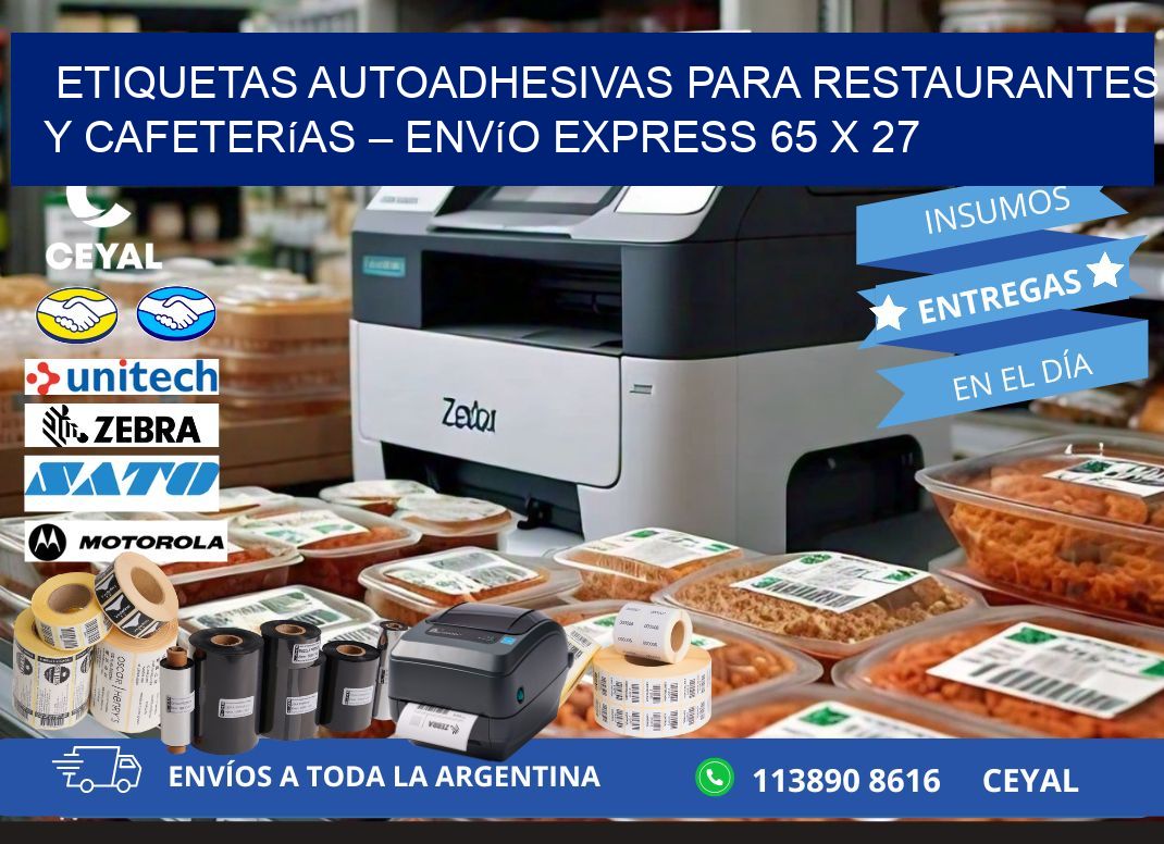 Etiquetas autoadhesivas para restaurantes y cafeterías – Envío express 65 x 27