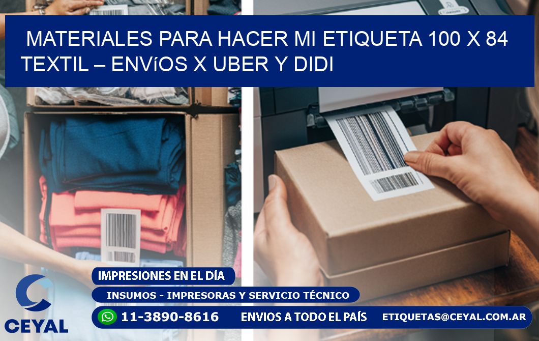 Materiales para hacer mi Etiqueta 100 x 84 textil – Envíos x Uber y DiDi