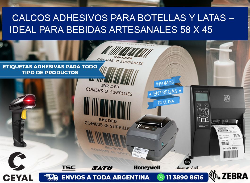 Calcos Adhesivos para Botellas y Latas – Ideal para Bebidas Artesanales 58 x 45