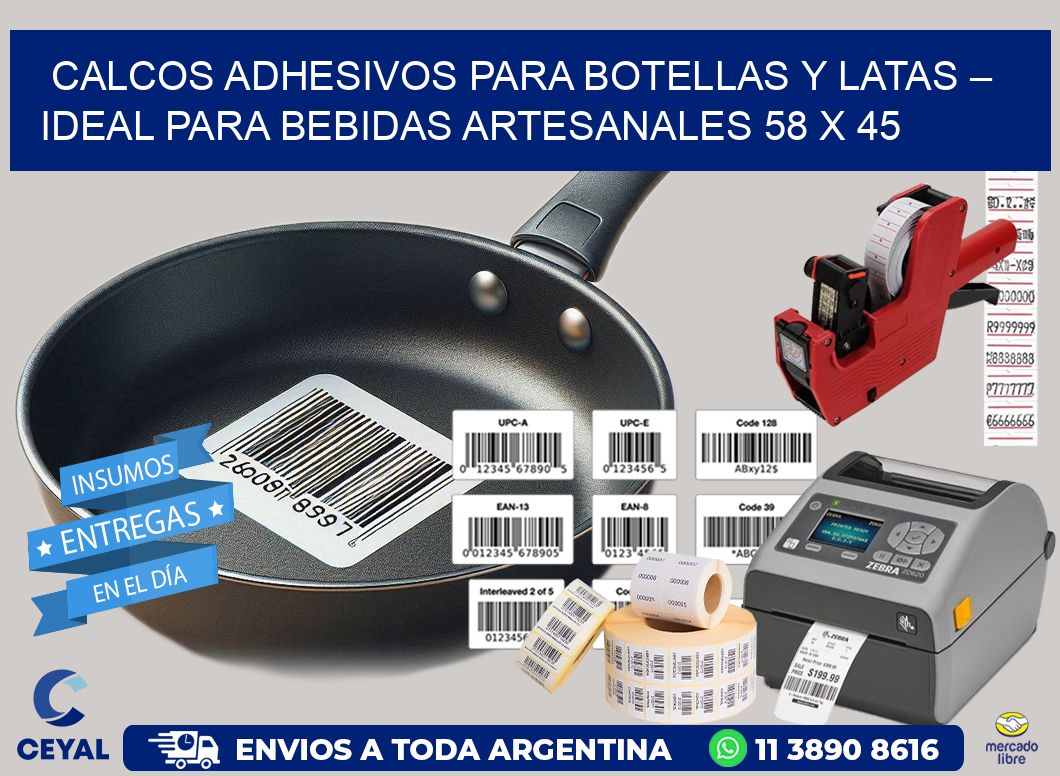 Calcos Adhesivos para Botellas y Latas – Ideal para Bebidas Artesanales 58 x 45