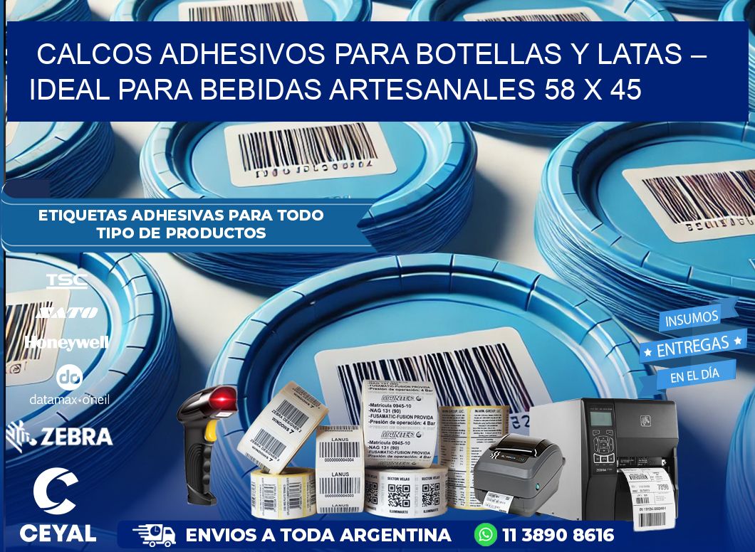 Calcos Adhesivos para Botellas y Latas – Ideal para Bebidas Artesanales 58 x 45