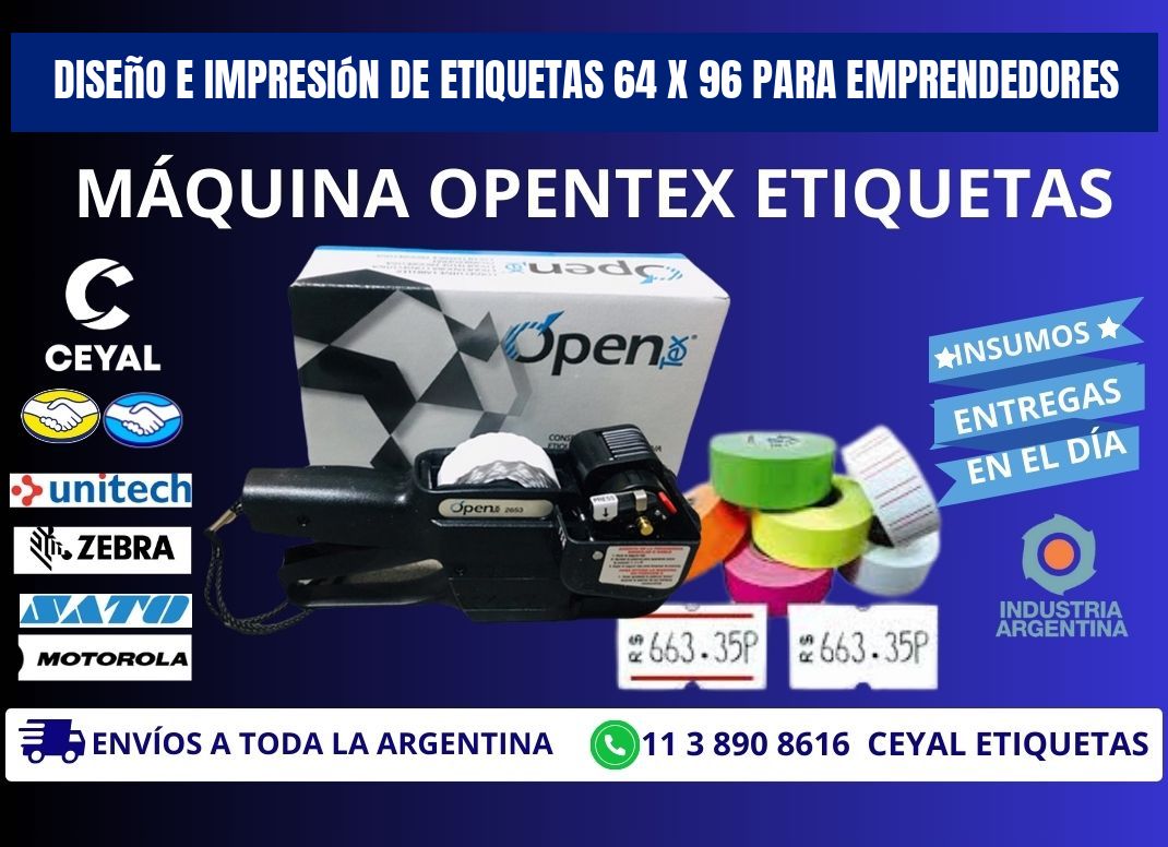 Diseño e Impresión de Etiquetas 64 x 96 para Emprendedores