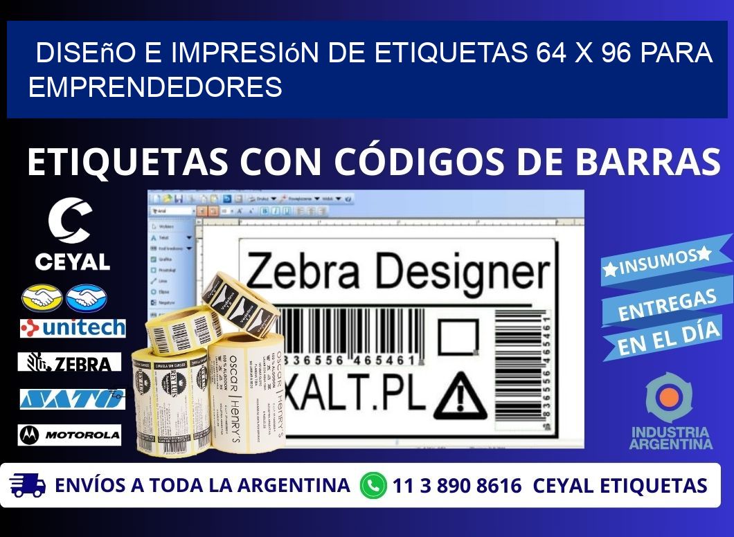 Diseño e Impresión de Etiquetas 64 x 96 para Emprendedores