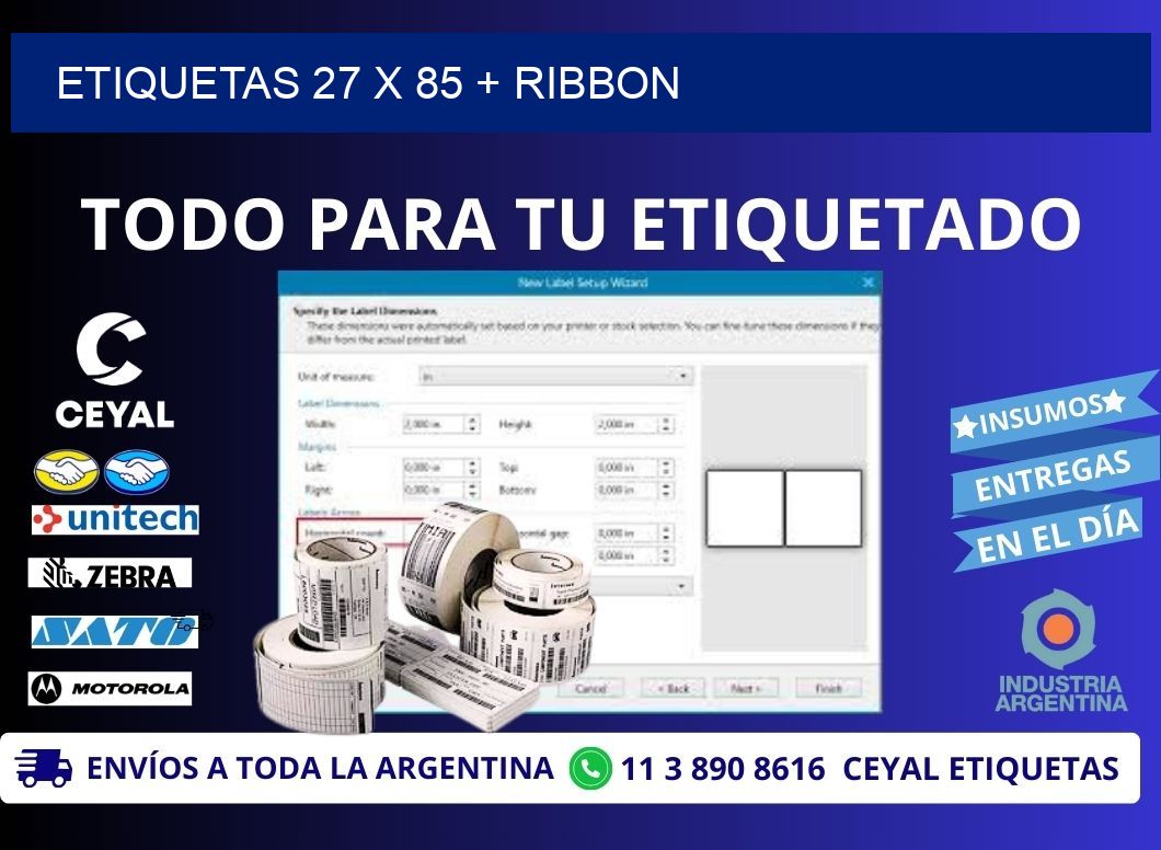 ETIQUETAS 27 x 85 + RIBBON