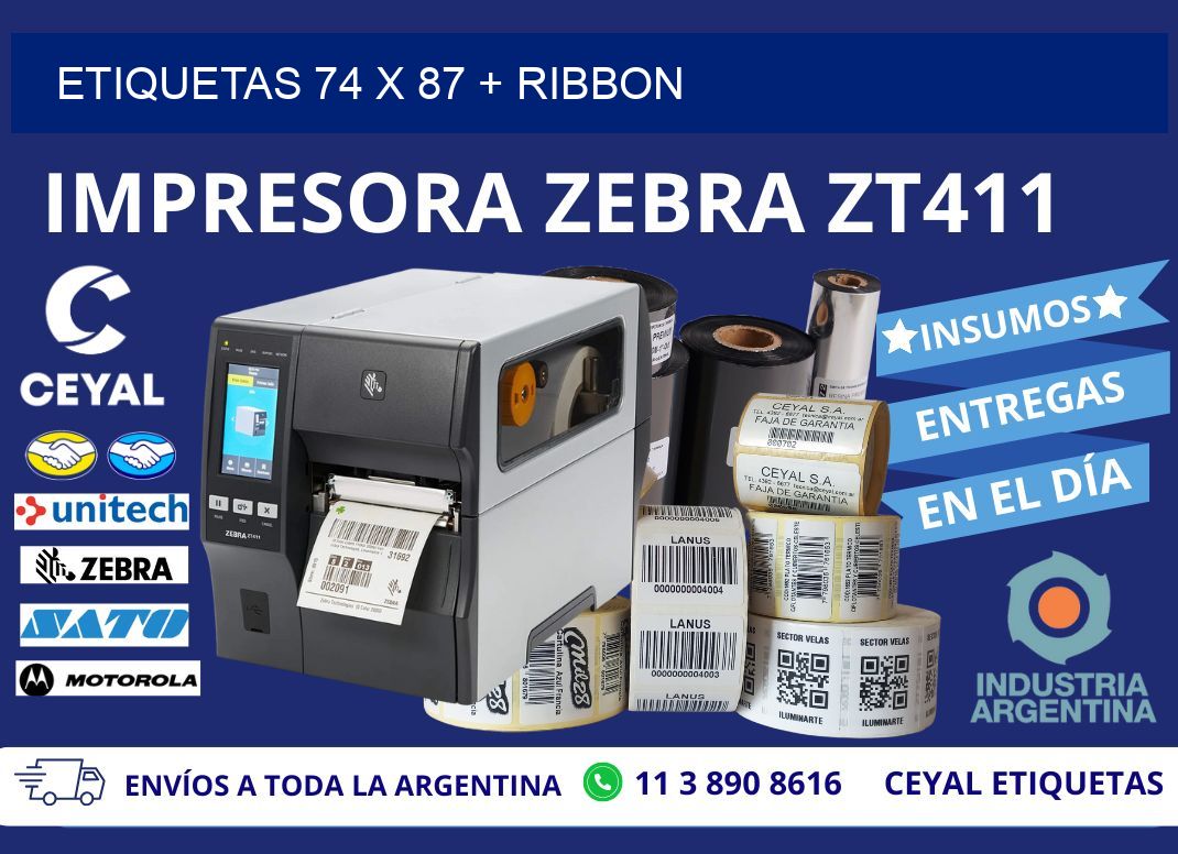 ETIQUETAS 74 x 87 + RIBBON