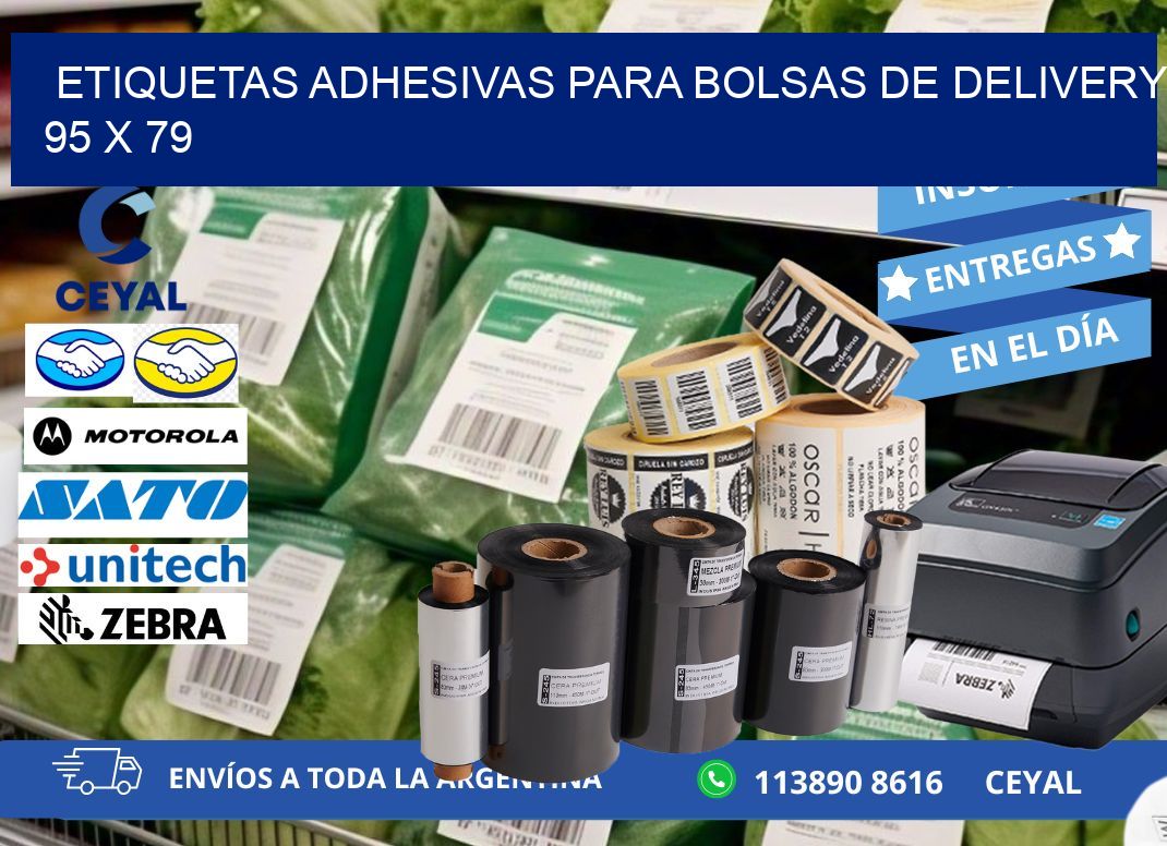 ETIQUETAS ADHESIVAS PARA BOLSAS DE DELIVERY 95 x 79