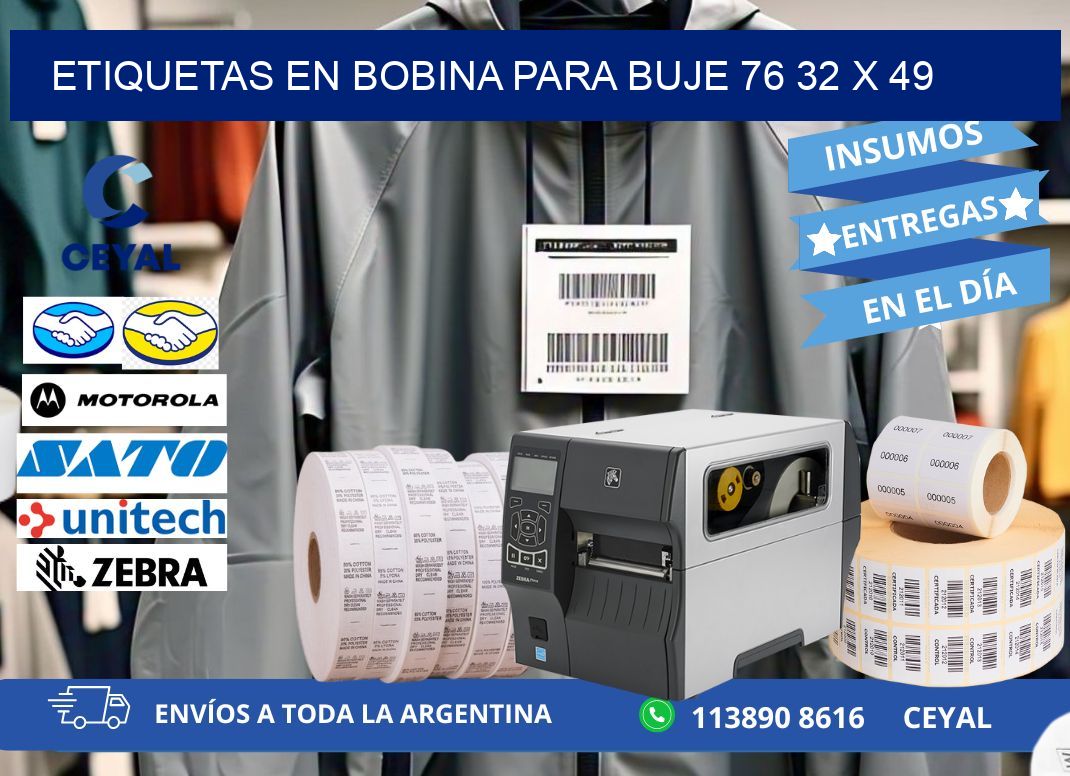 ETIQUETAS EN BOBINA PARA BUJE 76 32 x 49