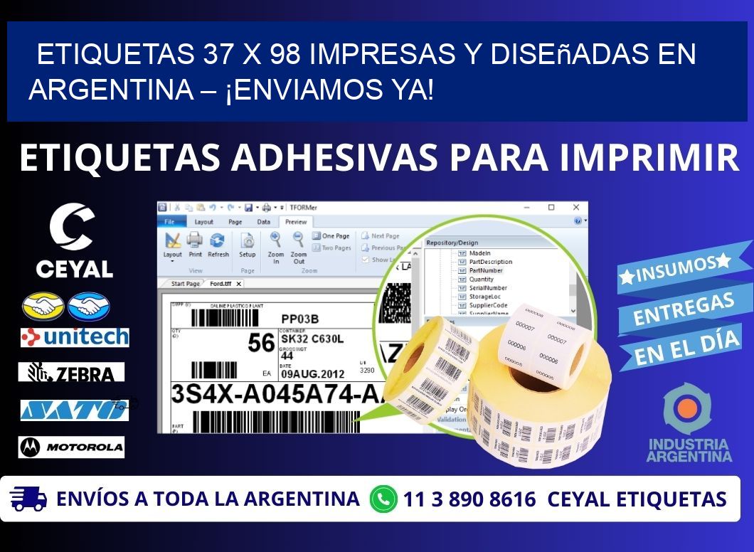 Etiquetas 37 x 98 Impresas y Diseñadas en Argentina – ¡Enviamos Ya!