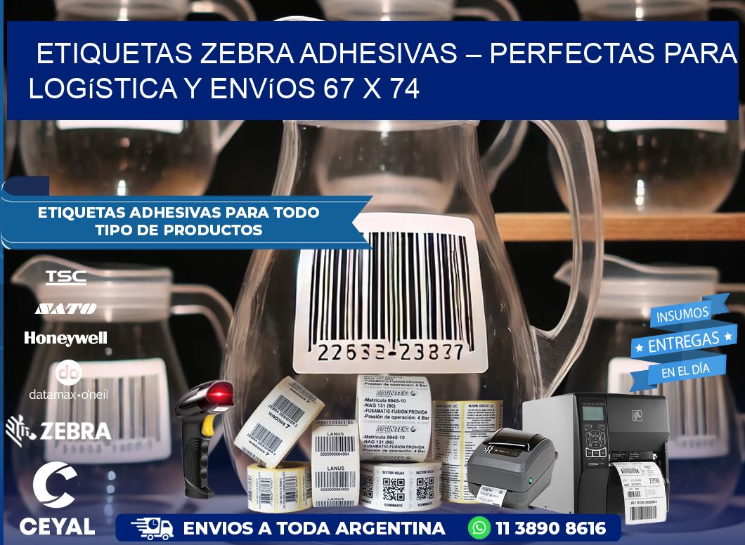 Etiquetas Zebra Adhesivas – Perfectas para Logística y Envíos 67 x 74