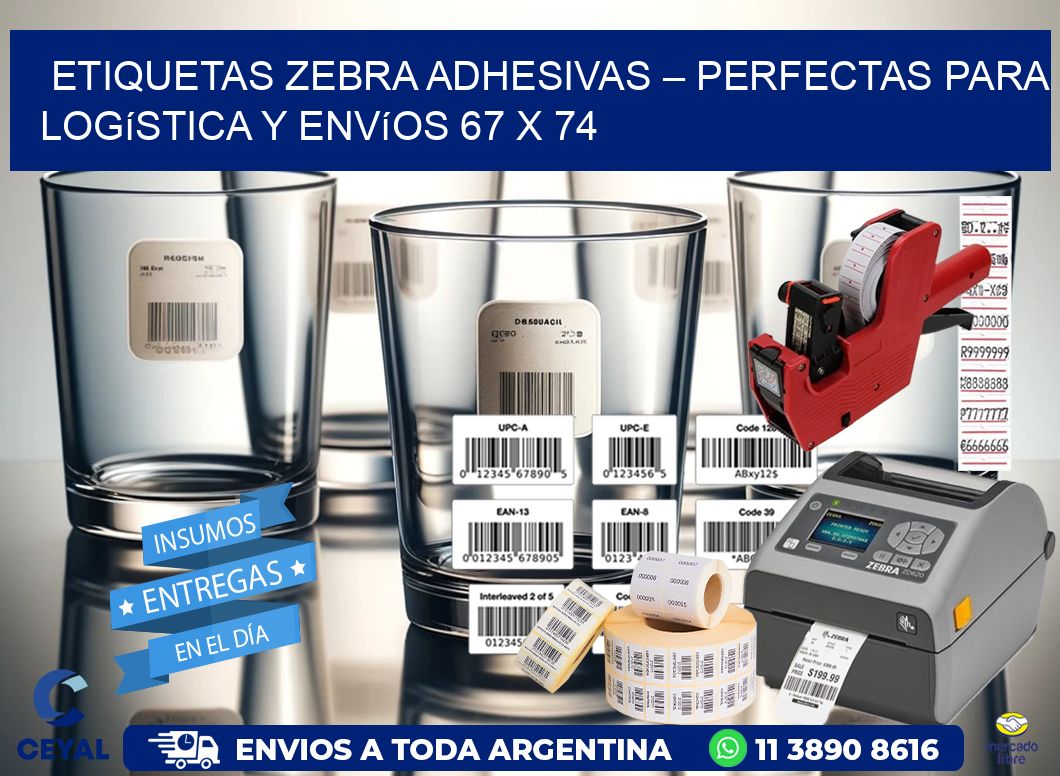 Etiquetas Zebra Adhesivas – Perfectas para Logística y Envíos 67 x 74