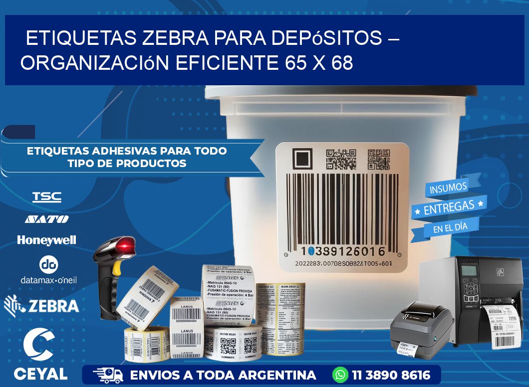 Etiquetas Zebra para Depósitos – Organización Eficiente 65 x 68