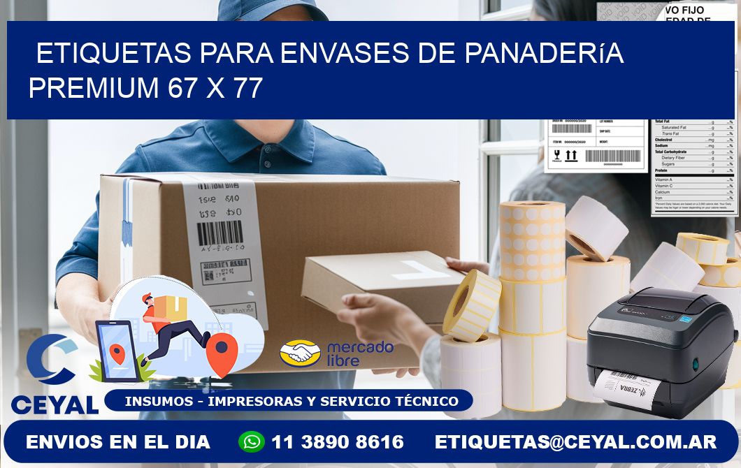 Etiquetas para envases de panadería premium 67 x 77