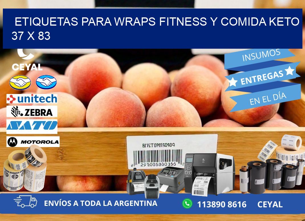 Etiquetas para wraps fitness y comida keto 37 x 83