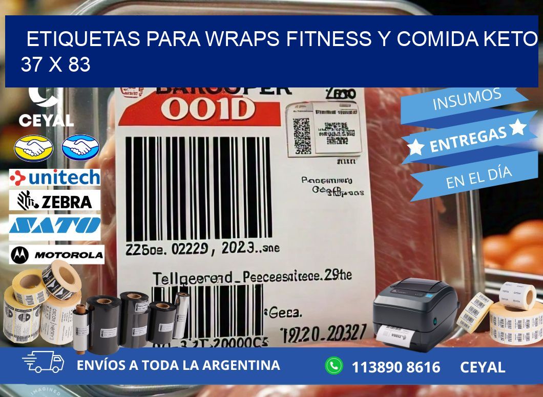 Etiquetas para wraps fitness y comida keto 37 x 83