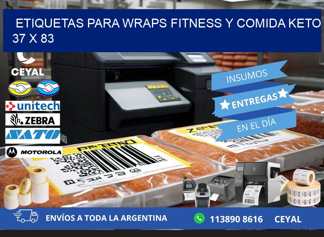 Etiquetas para wraps fitness y comida keto 37 x 83