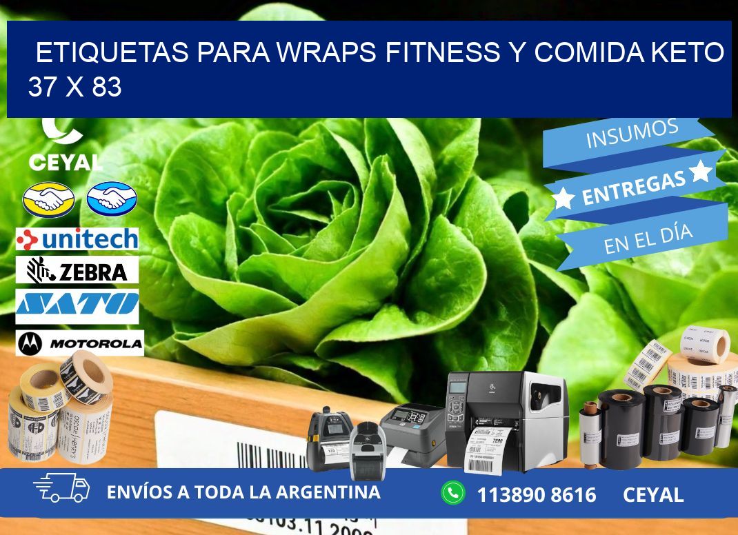 Etiquetas para wraps fitness y comida keto 37 x 83