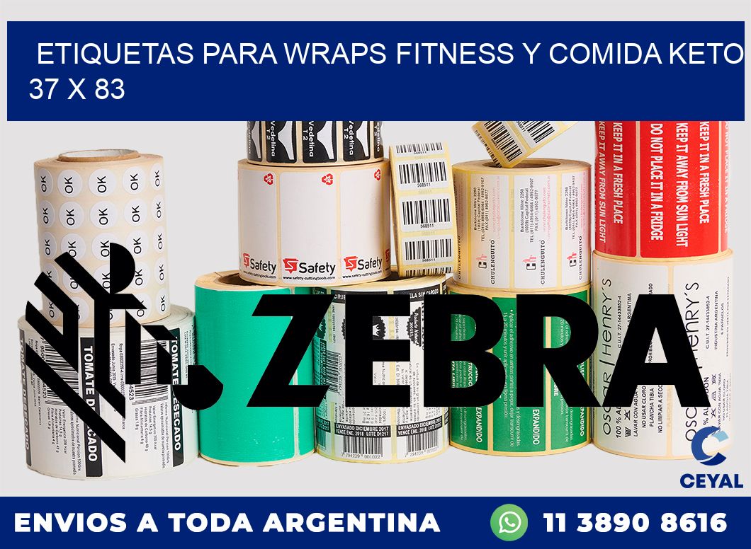 Etiquetas para wraps fitness y comida keto 37 x 83