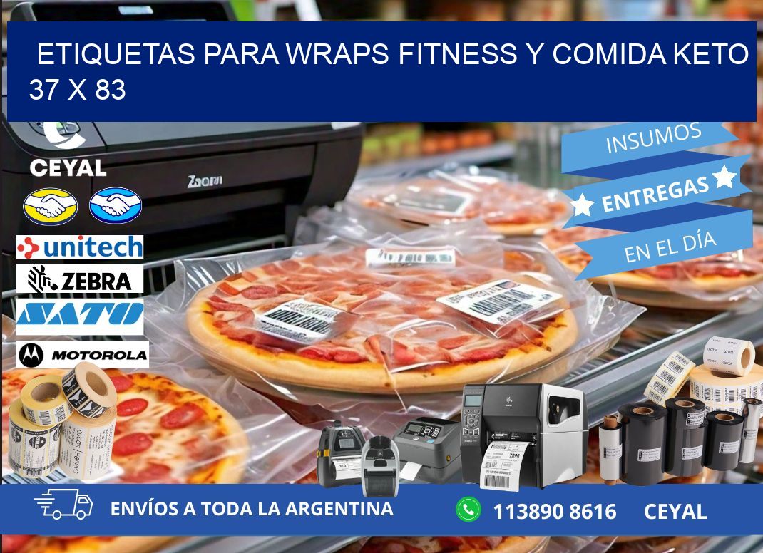 Etiquetas para wraps fitness y comida keto 37 x 83