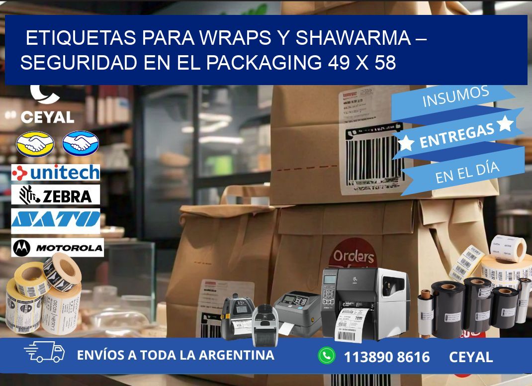 Etiquetas para wraps y shawarma – Seguridad en el packaging 49 x 58