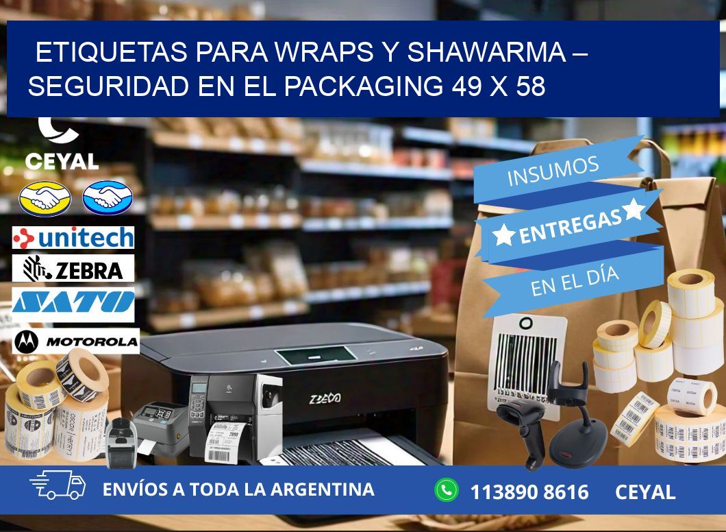 Etiquetas para wraps y shawarma – Seguridad en el packaging 49 x 58