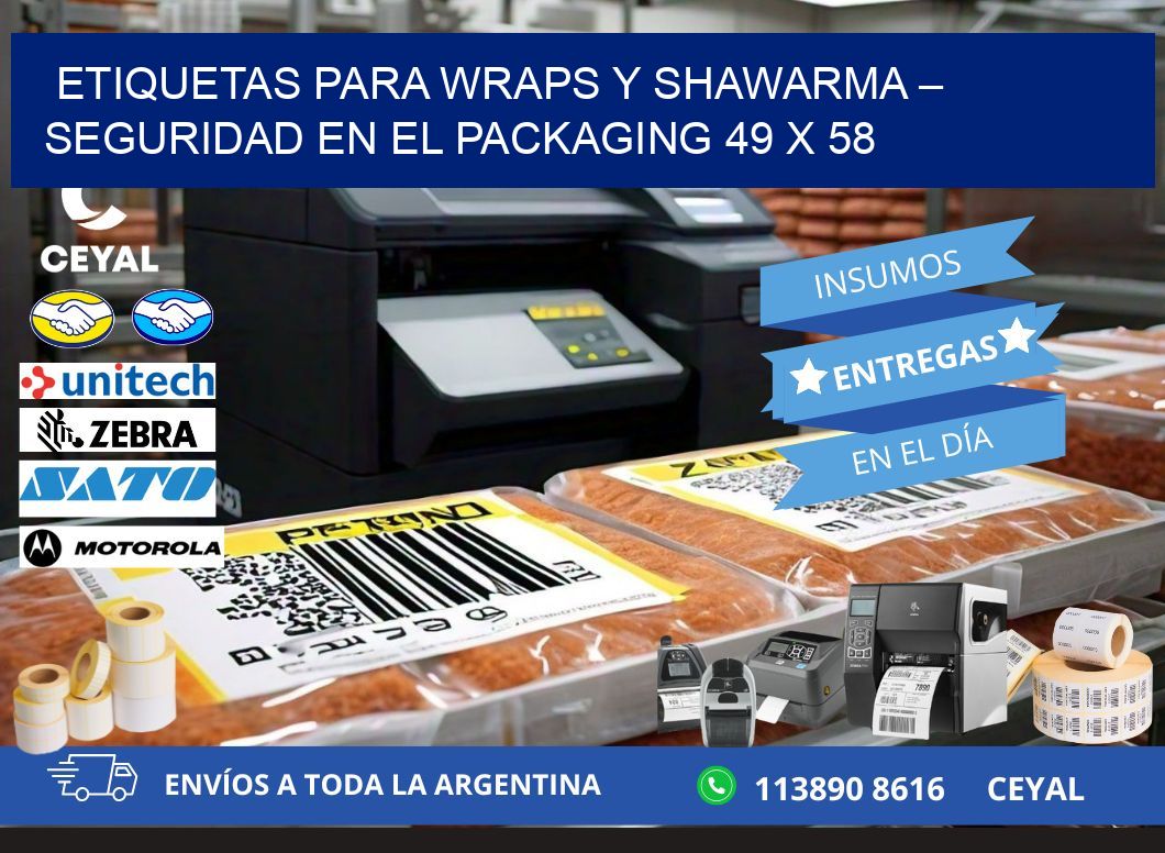 Etiquetas para wraps y shawarma – Seguridad en el packaging 49 x 58