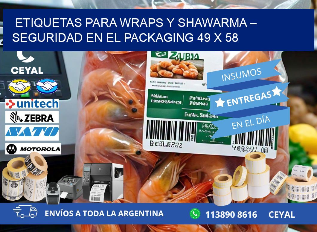 Etiquetas para wraps y shawarma – Seguridad en el packaging 49 x 58