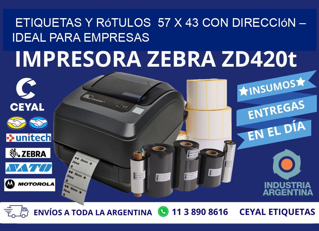 Etiquetas y Rótulos  57 x 43 con Dirección – Ideal para Empresas