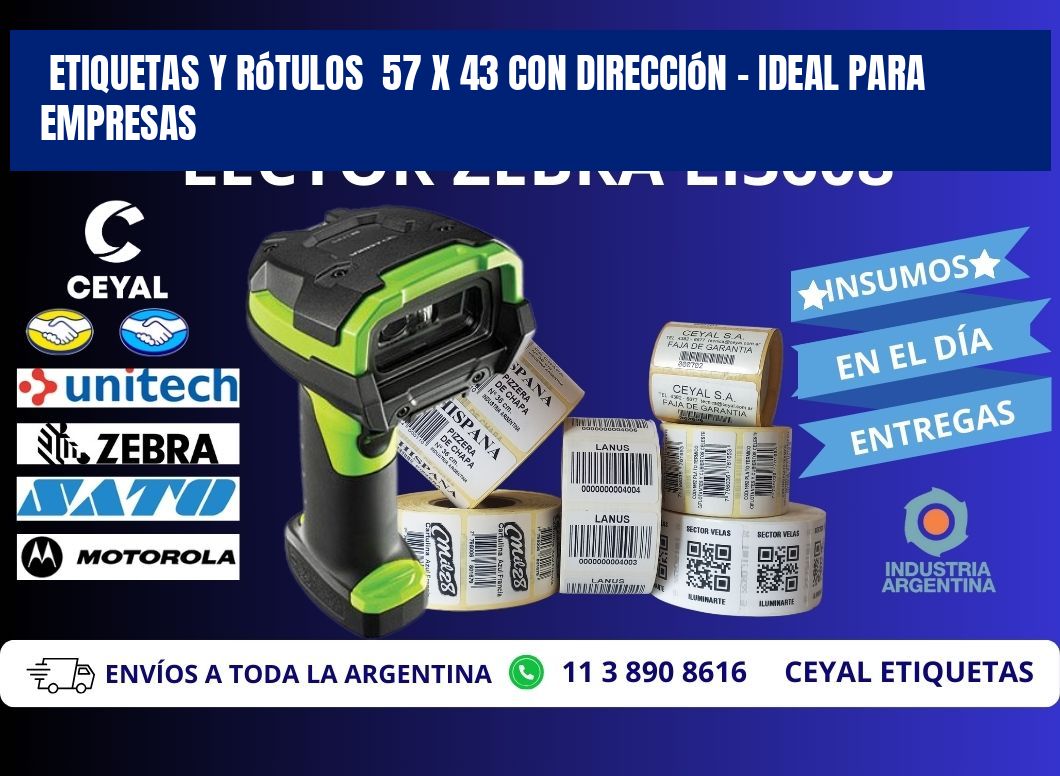 Etiquetas y Rótulos  57 x 43 con Dirección – Ideal para Empresas